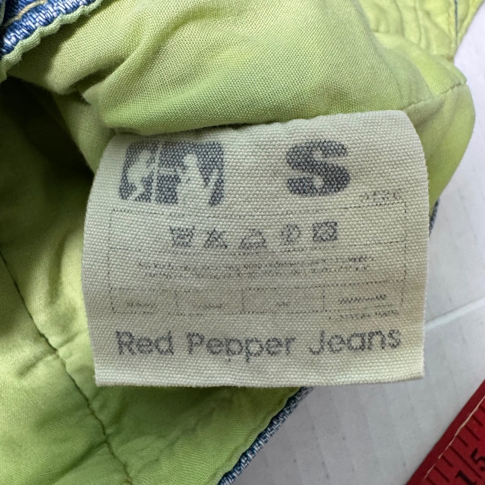 Vintage Red Pepper Distressed Denim Vest Y2K Japanese Archive Biker Western SZ S - Picture 7 of 8